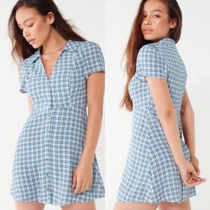 Urban Outfitters Blue Plaid Mini Dress